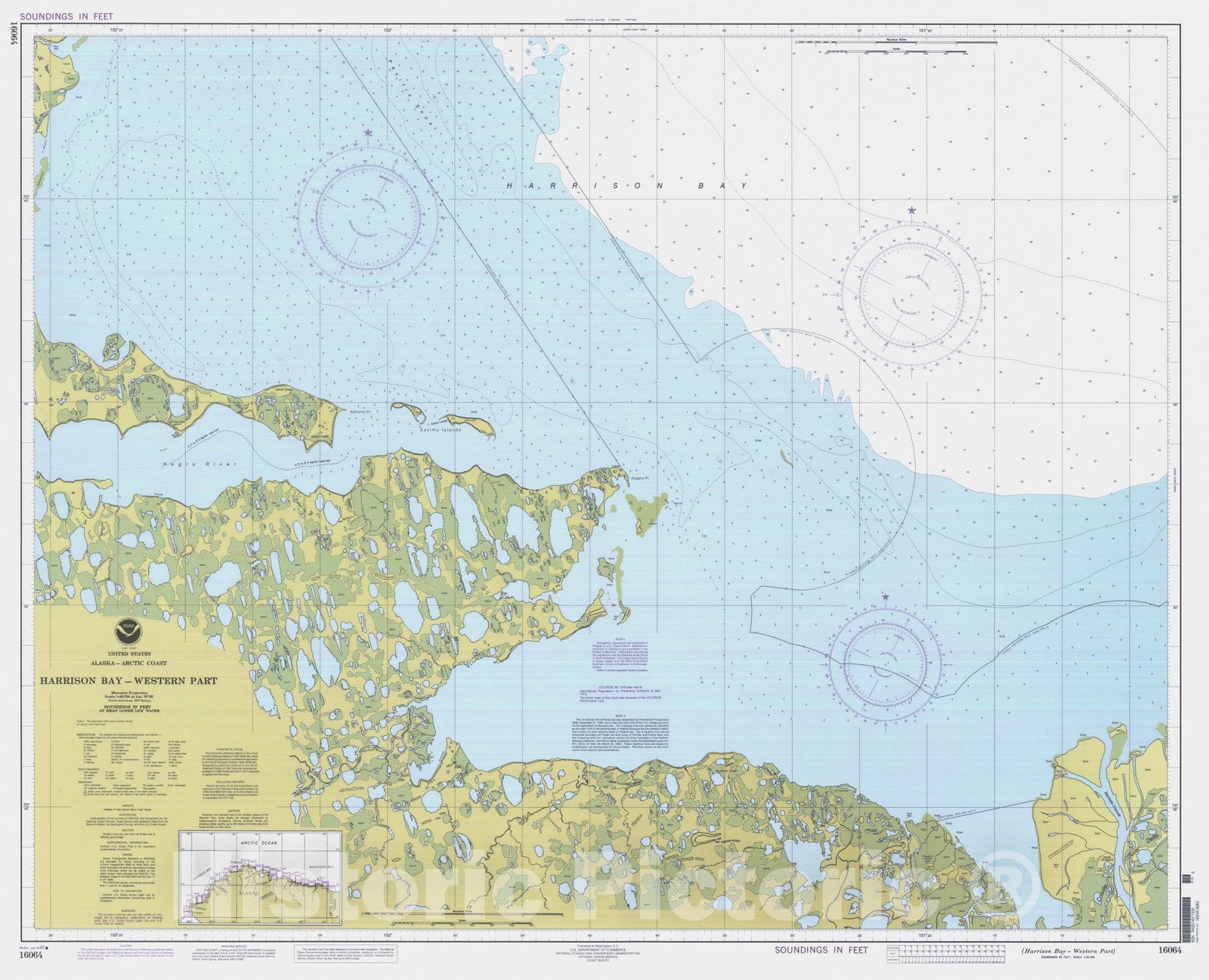 Historic Nautical Map - Harrison Bay-Western Part, AK, 1997 NOAA Chart - Vintage Wall Art