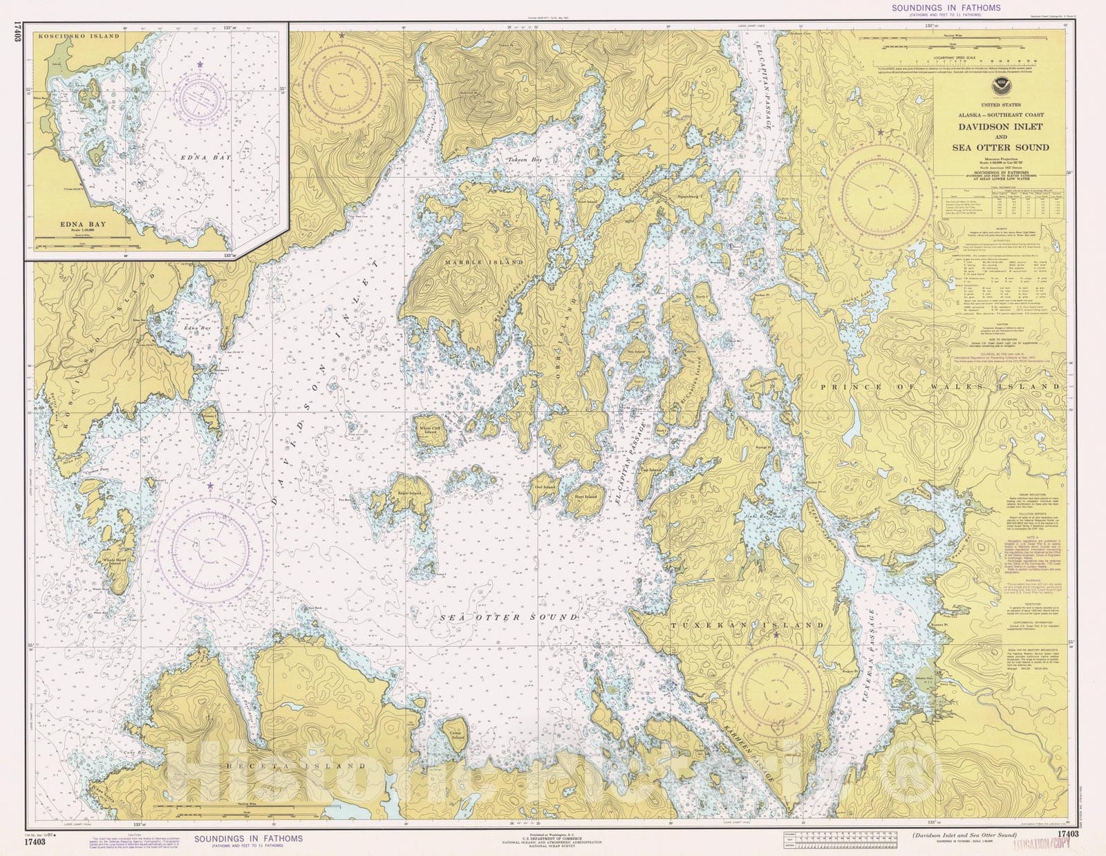 Historic Historic Nautical Map - Davidson Inlet And Sea Otter Sound, A ...