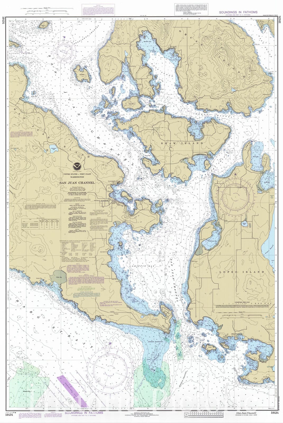 Historic Nautical Map - San Juan Channel, WA, 1989 NOAA Chart - Vintage Wall Art