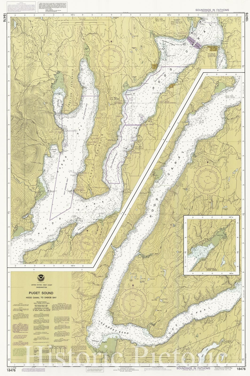 Historic Nautical Map - Hood Canal To Dabob Bay, WA, 1989 NOAA Chart - Vintage Wall Art