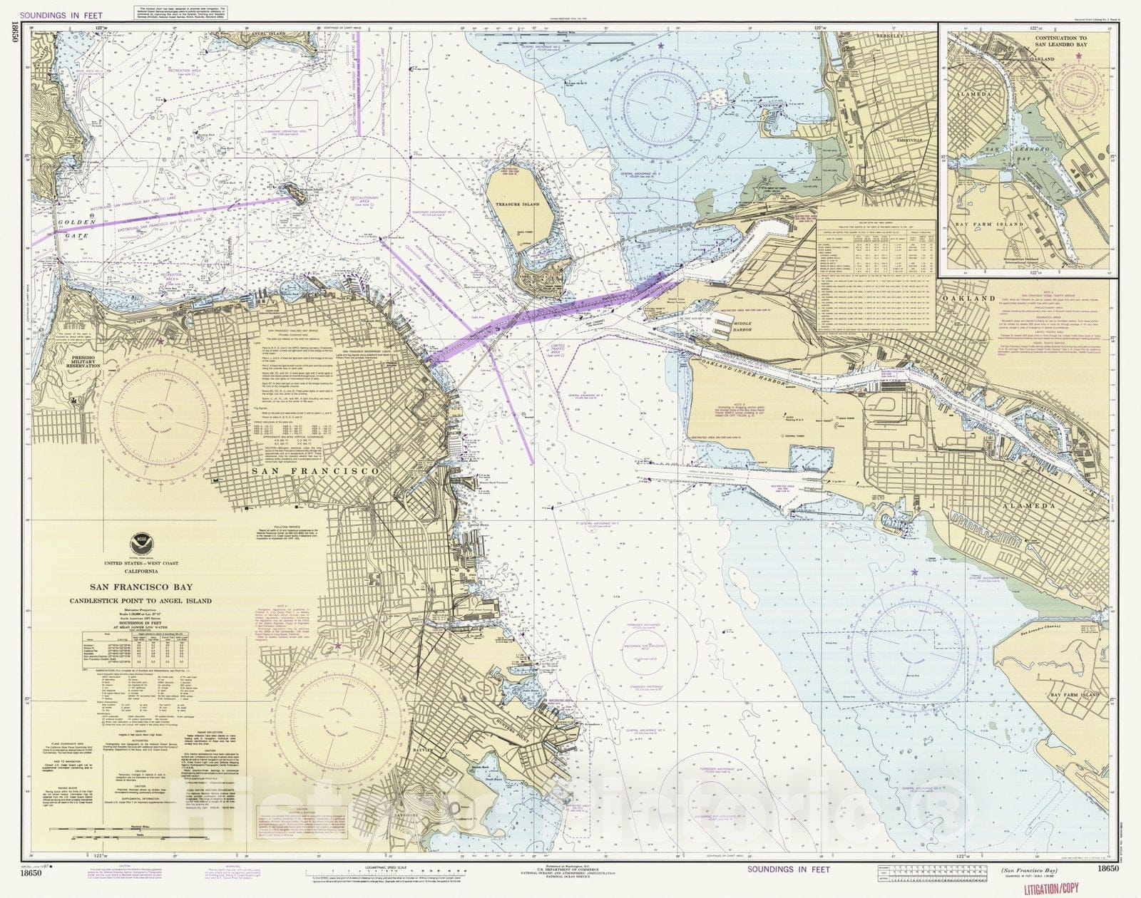 Historic Nautical Map - San Francisco Bay, CA, 1987 NOAA Chart - Vintage Wall Art