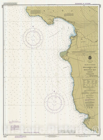 Historic Nautical Map - Kealakekua Bay To Honaunau Bay, HI, 1986 NOAA Chart - Vintage Wall Art