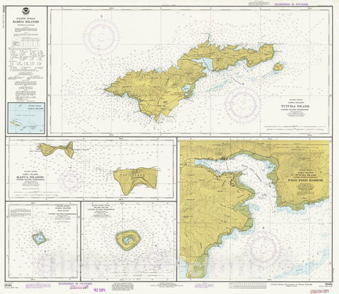 Historic Nautical Map - United States Possessions In Samoa Islands, AS, 1977 NOAA Chart - Vintage Wall Art