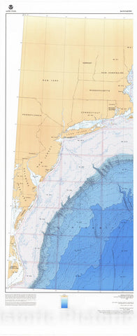 Historic Nautical Map - Northeastern United States 1, RI, MD, MA, ME, NJ, NY, CT, NH, DE, 1985 NOAA Bathymetric Historic Nautical Map - Vintage Wall Art