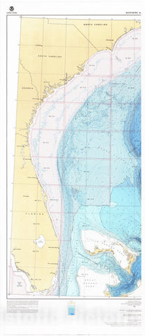 Historic Nautical Map - Southeastern United States - 1, NC, SC, FL, 1986 NOAA Bathymetric Historic Nautical Map - Vintage Wall Art