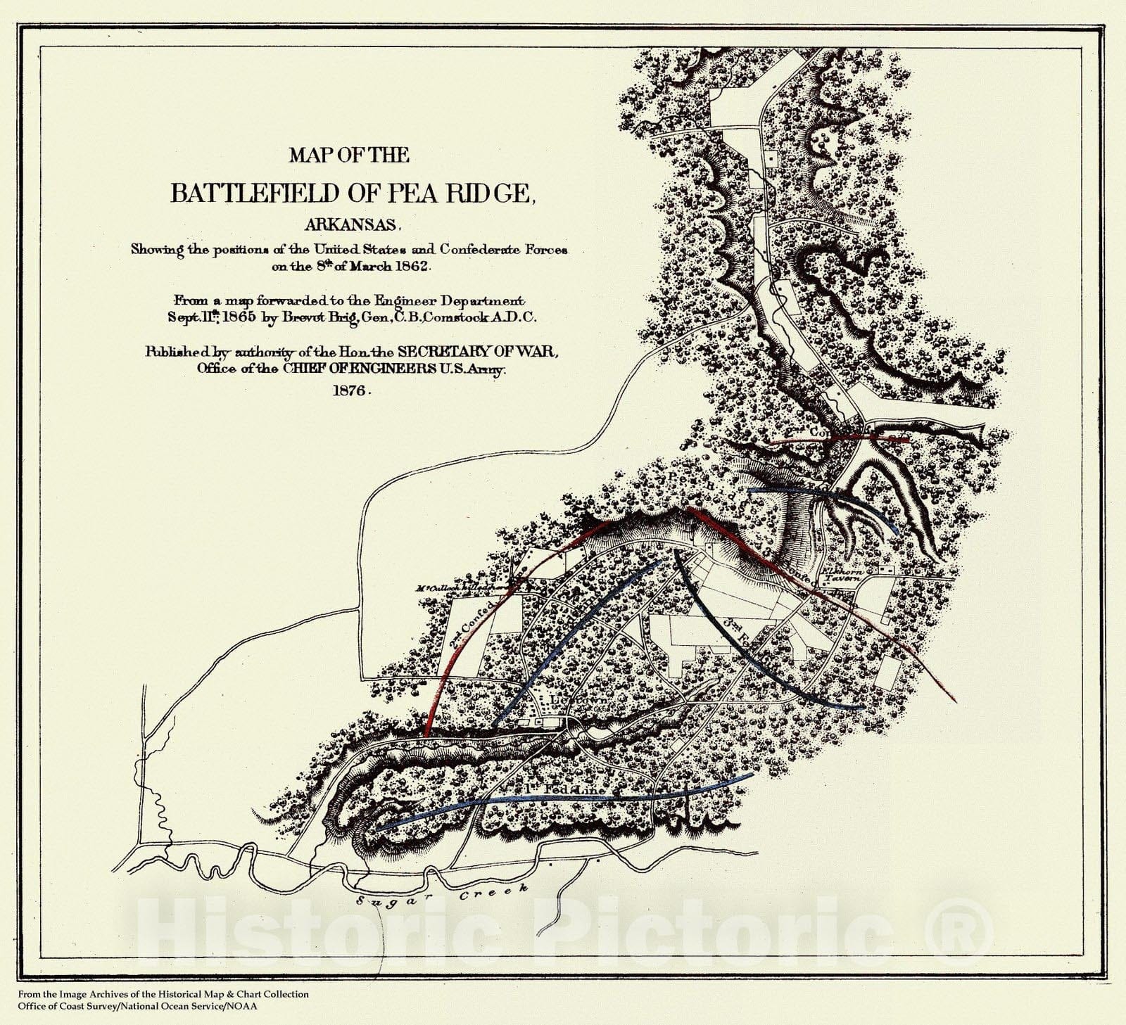 Pea Ridge Map Historic Nautical Map - Battlefield Of Pea Ridge, AR, 1876 Civil War H ...