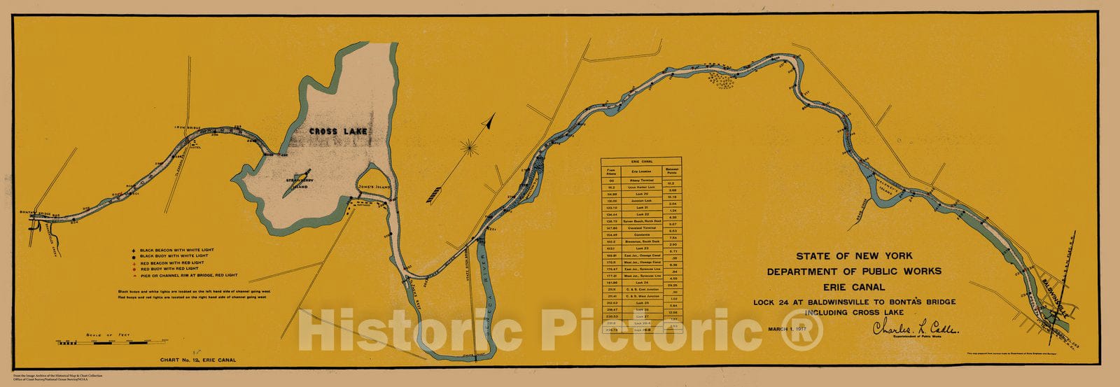 Historic Nautical Map - State Of New York Department Of Public Works Erie Canal, NY, 1917 NOAA Chart - Vintage Wall Art