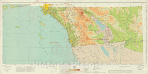 Historic Nautical Map - San Diego Section Of United States Airway Map, CA, AZ, 1934 AeroNOAA Chart - Vintage Wall Art