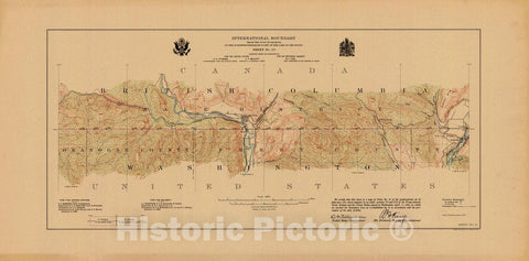 Historic Nautical Map - International Boundary, From The Gulf Of Georgia To The Northwestern Point Of The Lake To The Woods, Sheet No.10, WA, 1913 NOAA Topographic - Poster Wall Art Reproduction - 0