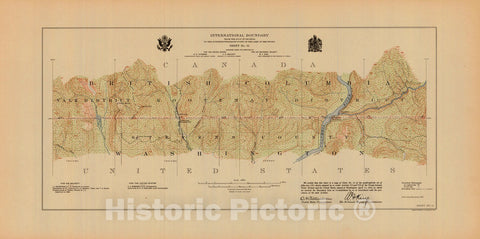 Historic Nautical Map - International Boundary, From The Gulf Of Georgia To The Northwestern Point Of The Lake To The Woods, Sheet No. 12, WA, 1913 NOAA Topographic - Vintage Poster Wall Art Reprint - 0