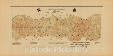 Historic Nautical Map - International Boundary, From The Gulf Of Georgia To The Northwestern Point Of The Lake To The Woods, Sheet No. 13, WA, 1913 NOAA Topographic - Vintage Poster Wall Art Reprint - 0