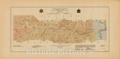 Historic Nautical Map - International Boundary, From The Gulf Of Georgia To The Northwestern Point Of The Lake To The Woods, Sheet No. 14, ID, 1913 NOAA Topographic - Vintage Poster Wall Art Reprint - 0