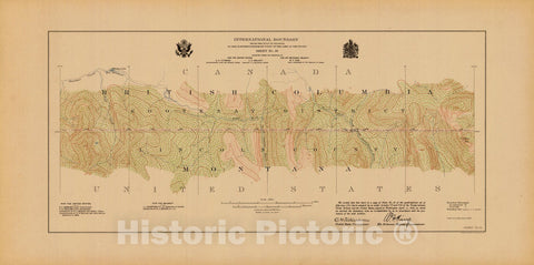Historic Historic Nautical Map - International Boundary, From The Gulf Of Georgia To The Northwestern Point Of The Lake To The Woods, Sheet No. 16, MT, 1913 NOAA Topographic - Vintage Poster Wall Art Reprint - 0
