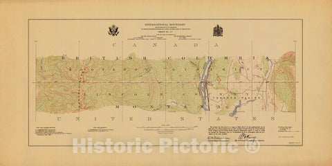 Historic Nautical Map - International Boundary, From The Gulf Of Georgia To The Northwestern Point Of The Lake To The Woods, Sheet No. 17, MT, 1913 NOAA Topographic - Vintage Poster Wall Art Reprint - 0