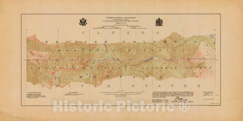 Historic Nautical Map - International Boundary, From The Gulf Of Georgia To The Northwestern Point Of The Lake To The Woods, Sheet No. 18, MT, 1913 NOAA Topographic - Vintage Poster Wall Art Reprint - 0