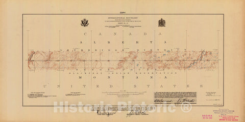 Historic Nautical Map - International Boundary, From The Gulf Of Georgia To The Northwestern Point Of The Lake To The Woods, Sheet No. 22, MT, 1921 NOAA Topographic - Vintage Poster Wall Art Reprint - 0