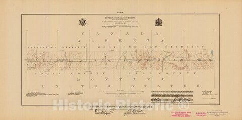 Historic Nautical Map - International Boundary, From The Gulf Of Georgia To The Northwestern Point Of The Lake To The Woods, Sheet No. 25, MT, 1921 NOAA Topographic - Vintage Poster Wall Art Reprint - 0