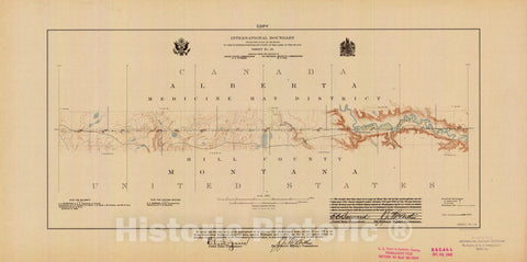 Historic Nautical Map - International Boundary, From The Gulf Of Georgia To The Northwestern Point Of The Lake To The Woods, Sheet No. 26, MT, 1921 NOAA Topographic - Vintage Poster Wall Art Reprint - 0