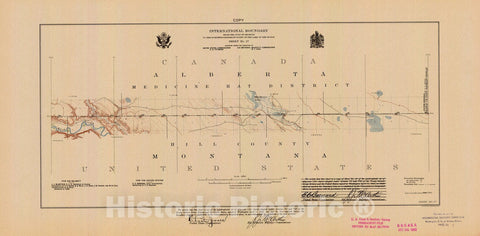 Historic Nautical Map - International Boundary, From The Gulf Of Georgia To The Northwestern Point Of The Lake To The Woods, Sheet No. 27, MT, 1921 NOAA Topographic - Vintage Poster Wall Art Reprint - 0