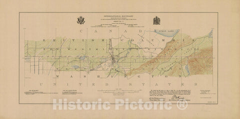 Historic Nautical Map - International Boundary, From The Gulf Of Georgia To The Northwestern Point Of The Lake To The Woods, Sheet No.3, WA, 1913 NOAA Topographic - Decor Poster Wall Art Reproduction - 0