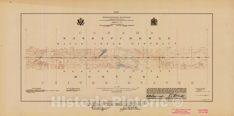 Historic Nautical Map - International Boundary, From The Gulf Of Georgia To The Northwestern Point Of The Lake To The Woods, Sheet No. 30, MT, 1921 NOAA Topographic - Vintage Poster Wall Art Reprint - 0