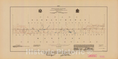 Historic Nautical Map - International Boundary, From The Gulf Of Georgia To The Northwestern Point Of The Lake To The Woods, Sheet No. 31, MT, 1921 NOAA Topographic - Vintage Poster Wall Art Reprint - 0
