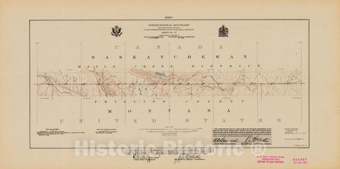 Historic Nautical Map - International Boundary, From The Gulf Of Georgia To The Northwestern Point Of The Lake To The Woods, Sheet No.32, MT, 1921 NOAA Topographic - Poster Wall Art Reproduction - 0