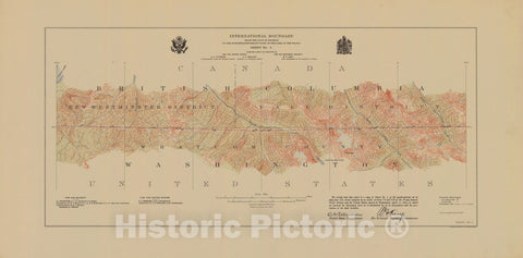 Historic Nautical Map - International Boundary, From The Gulf Of Georgia To The Northwestern Point Of The Lake To The Woods, Sheet No.4, WA, 1913 NOAA Topographic - Decor Poster Wall Art Reproduction - 0