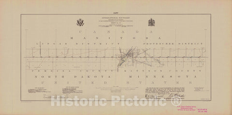 Historic Nautical Map - International Boundary, From The Gulf Of Georgia To The Northwestern Point Of The Lake To The Woods, Sheet No. 53, MN, ND, 1921 NOAA Topographic - Poster Wall Art Reprint - 0