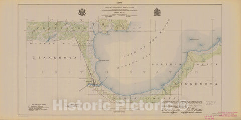Historic Nautical Map - International Boundary, From The Gulf Of Georgia To The Northwestern Point Of The Lake To The Woods, Sheet No. 57, MN, 1921 NOAA Topographic - Vintage Poster Wall Art Reprint - 0