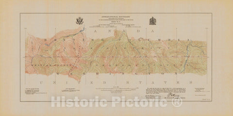 Historic Nautical Map - International Boundary, From The Gulf Of Georgia To The Northwestern Point Of The Lake To The Woods, Sheet No.6, WA, 1913 NOAA Topographic - Decor Poster Wall Art Reproduction - 0