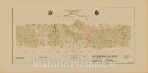 Historic Nautical Map - International Boundary, From The Gulf Of Georgia To The Northwestern Point Of The Lake To The Woods, Sheet No.7, WA, 1913 NOAA Topographic - Decor Poster Wall Art Reproduction - 0