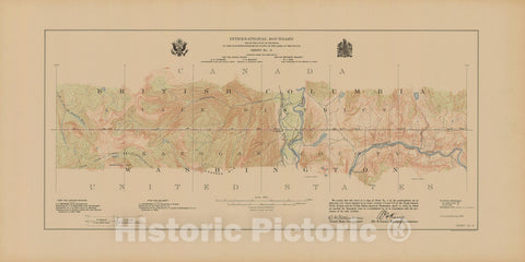 Historic Nautical Map - International Boundary, From The Gulf Of Georgia To The Northwestern Point Of The Lake To The Woods, Sheet No.8, WA, 1913 NOAA Topographic - Decor Poster Wall Art Reproduction - 0