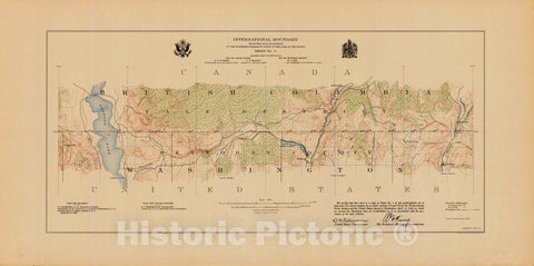 Historic Nautical Map - International Boundary, From The Gulf Of Georgia To The Northwestern Point Of The Lake To The Woods, Sheet No.9, WA, 1913 NOAA Topographic - Decor Poster Wall Art Reproduction - 0
