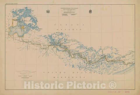 Historic Nautical Map - International Boundary, From The Northwestern Most Point Of Lake Of The Woods To Lake Superior, Index Map, MN, 1942 NOAA Topographic - Vintage Wall Art