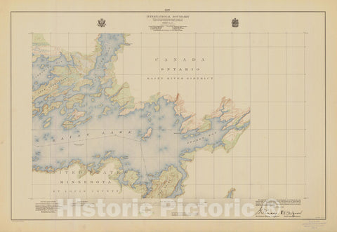 Historic Nautical Map - International Boundary, From The Northwestern Point Of Lake Of The Woods To Lake Superior, Sheet No.13, MN, 1928 NOAA Topographic - Vintage Decor Poster Wall Art Reproduction - 0