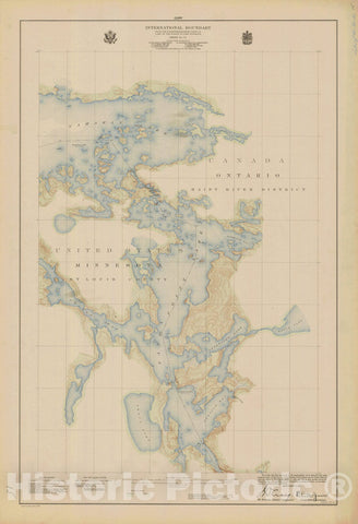 Historic Nautical Map - International Boundary, From The Northwestern Point Of Lake Of The Woods To Lake Superior, Sheet No.15, MN, 1928 NOAA Topographic - Vintage Decor Poster Wall Art Reproduction - 0