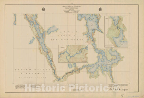Historic Nautical Map - International Boundary, From The Northwestern Point Of Lake Of The Woods To Lake Superior, Sheet No.16, MN, 1928 NOAA Topographic - Vintage Decor Poster Wall Art Reproduction - 0