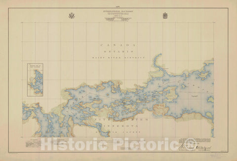 Historic Nautical Map - International Boundary, From The Northwestern Most Point Of Lake Of The Woods To Lake Superior, Sheet No. 17, MN, 1928 NOAA Topographic - Vintage Poster Wall Art Reproduction - 0