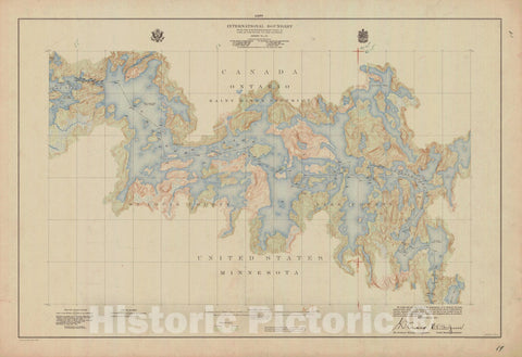 Historic Nautical Map - International Boundary, From The Northwestern Point Of Lake Of The Woods To Lake Superior, Sheet No.19, MN, 1928 NOAA Topographic - Vintage Decor Poster Wall Art Reproduction - 0