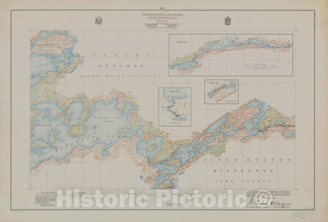 Historic Nautical Map - International Boundary, From The Northwestern Point Of Lake Of The Woods To Lake Superior, Sheet No.21, MN, 1929 NOAA Topographic - Vintage Decor Poster Wall Art Reproduction - 0