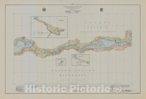 Historic Nautical Map - International Boundary, From The Northwestern Point Of Lake Of The Woods To Lake Superior, Sheet No.27, MN, 1929 NOAA Topographic - Vintage Decor Poster Wall Art Reproduction - 0