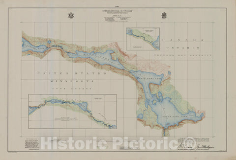 Historic Nautical Map - International Boundary, From The Northwestern Most Point Of Lake Of The Woods To Lake Superior, Sheet No. 28, MN, 1929 NOAA Topographic - Vintage Poster Wall Art Reproduction - 0