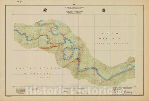 Historic Nautical Map - International Boundary, From The Northwestern Point Of Lake Of The Woods To Lake Superior, Sheet No. 34, MN, 1929 NOAA Topographic - Vintage Decor Poster Wall Art Reproduction - 0