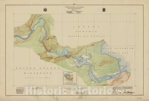 Historic Nautical Map - International Boundary, From The Northwestern Point Of Lake Of The Woods To Lake Superior, Sheet No. 36, MN, 1930 NOAA Topographic - Vintage Decor Poster Wall Art Reproduction - 0