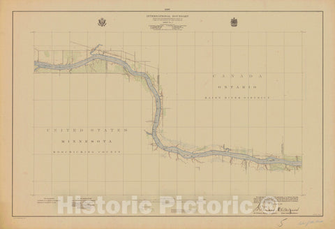 Historic Nautical Map - International Boundary, From The Northwestern Point Of Lake Of The Woods To Lake Superior, Sheet No. 5, MN, 1928 NOAA Topographic - Vintage Decor Poster Wall Art Reproduction - 0