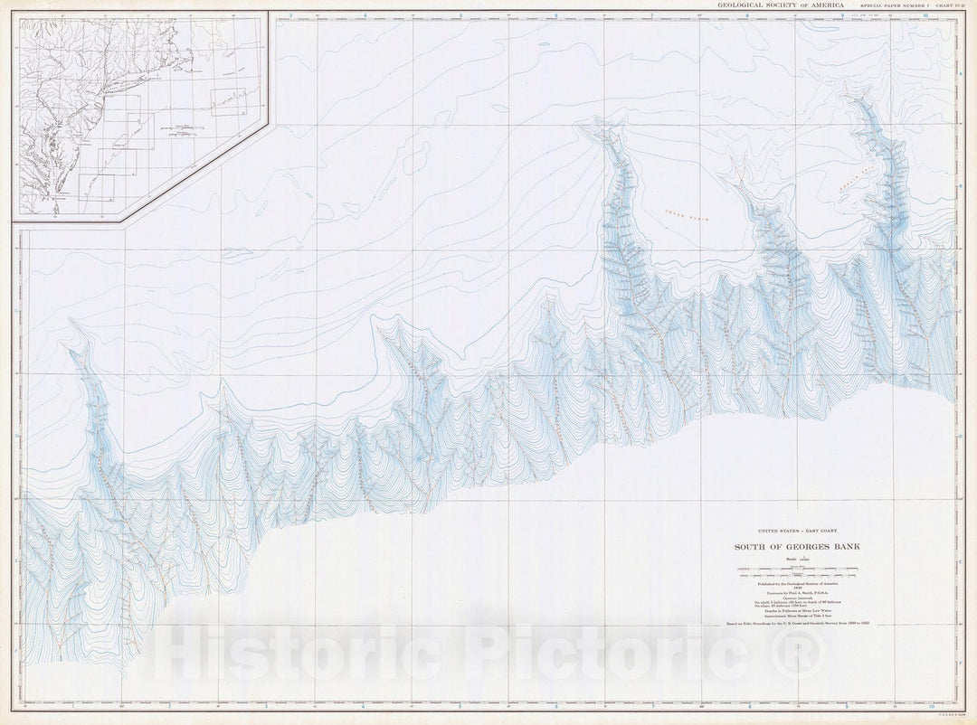 Historic Nautical Map - United States - East Coast South Of Georges Bank, USA, 1939 NOAA Bathymetric Historic Nautical Map - Vintage Wall Art