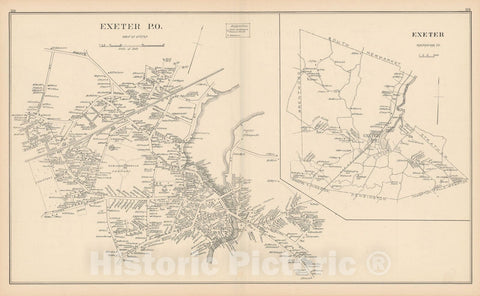 Historic Map : Exeter 1892 , Town and City Atlas State of New Hampshire , Vintage Wall Art