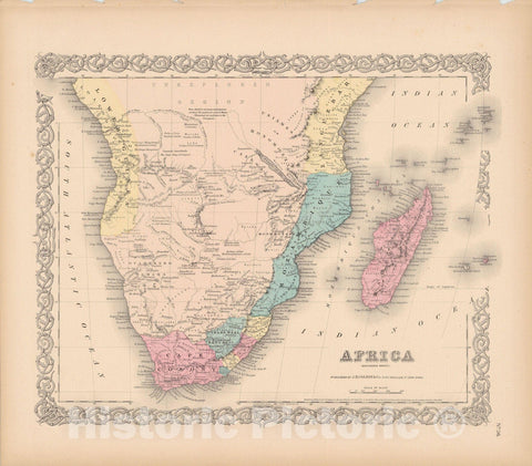 Historic Map : Africa 1856 , Colton's Atlas World , v3, Vintage Wall Art