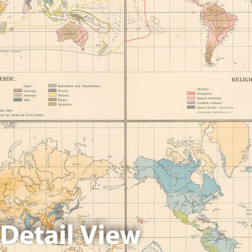 Historic Map : World Map 1899 , Andrees Allgemeiner Handatlas , v9, Vintage Wall Art